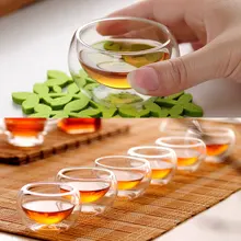 6 шт двухслойная стеклянная чашка 50 мл, прозрачная стеклянная двухслойная чашка, чайный набор, термостойкая изоляционная чашка для чая кунг-фу, анти-обжигающая