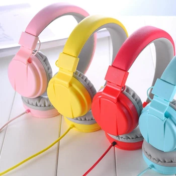 

Children Headphone Foldable Child Earphone Headset Wire Control Wired Phone Boy Girl Headset With Microphone Kid Headset(Pink)