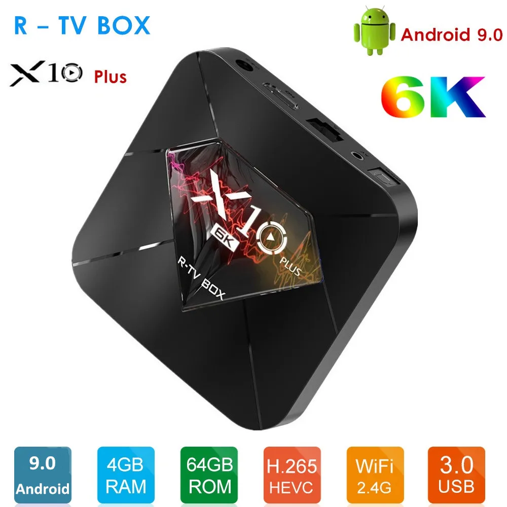 В виде буквы R ТВ коробка X10 Plus Android 9 0 Allwinner H6 4 Гб Оперативная память 32 GB/64 GB