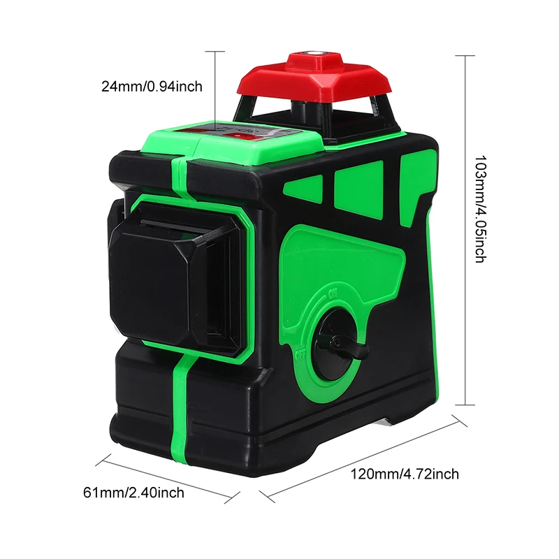 12 линий зеленый/синий перекрестный лазерный уровень 638nm/808nm 3D вращение на 360 градусов автоматическое выравнивание Горизонтальный Вертикальный лазерный луч