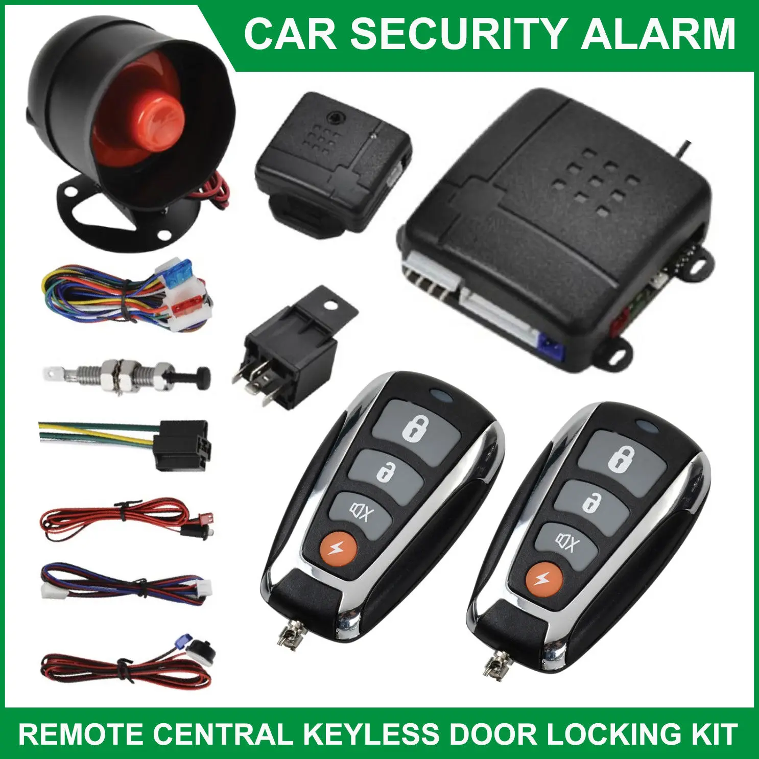 

New 12V Car Alarm System Immobiliser Remote Central Locking Kit Keyless Entry LED connection wire