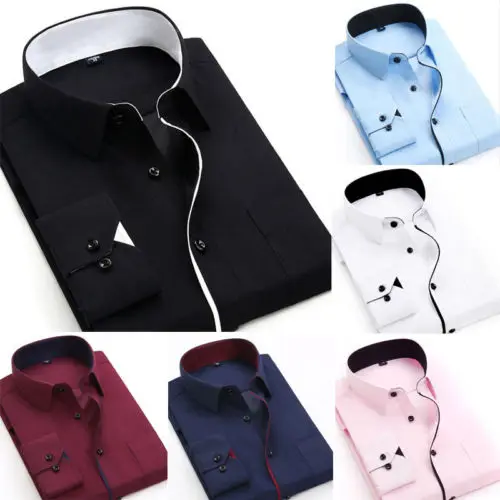 

Hot Fashion Mens Luxury Shirt 2019 New Casual Slim Fit Long Sleeve Stylish Dress Shirts Top Work Office Formal Blouse
