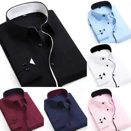 Long Sleeve Luxury Slim Fit Top Dress Shirts Mens Shirt Blouse Stylish Casual