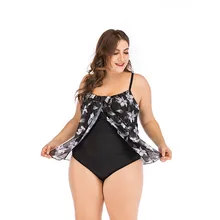 ITFABS Plus Size Swimwear Bikini Floral One Piece Swimsuit Vintage Women Push Up Bathing Suit Retro Large Size biquini female