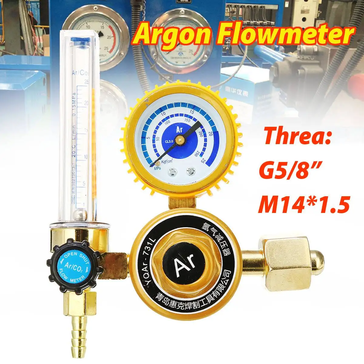 

1Pcs Argon CO2 Mig Tig Flow Meter Gas Regulator Flowmeter Welding Weld Gauge Argon Regulator Pressure Reducer G5/8" 0-25Mpa