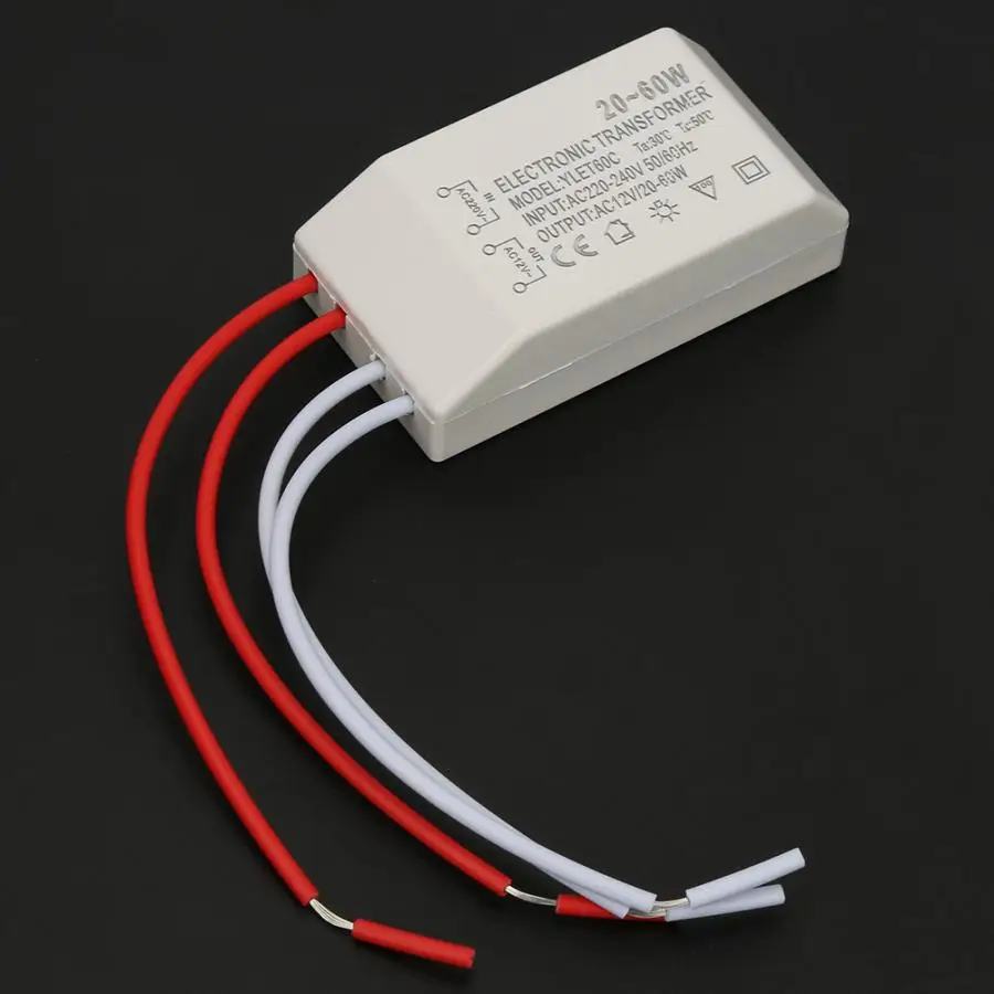 220V дo AC 12V 20-60 Вт электронный трансформатор Напряжение конвертер Смарт Питание драйвер 60Вт