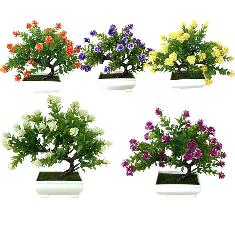 

Simulation Rose Plant Multi-Fork Rose Potted Indoor Desktop Decoration Simulation Bonsai Craft Green Plant Decoration