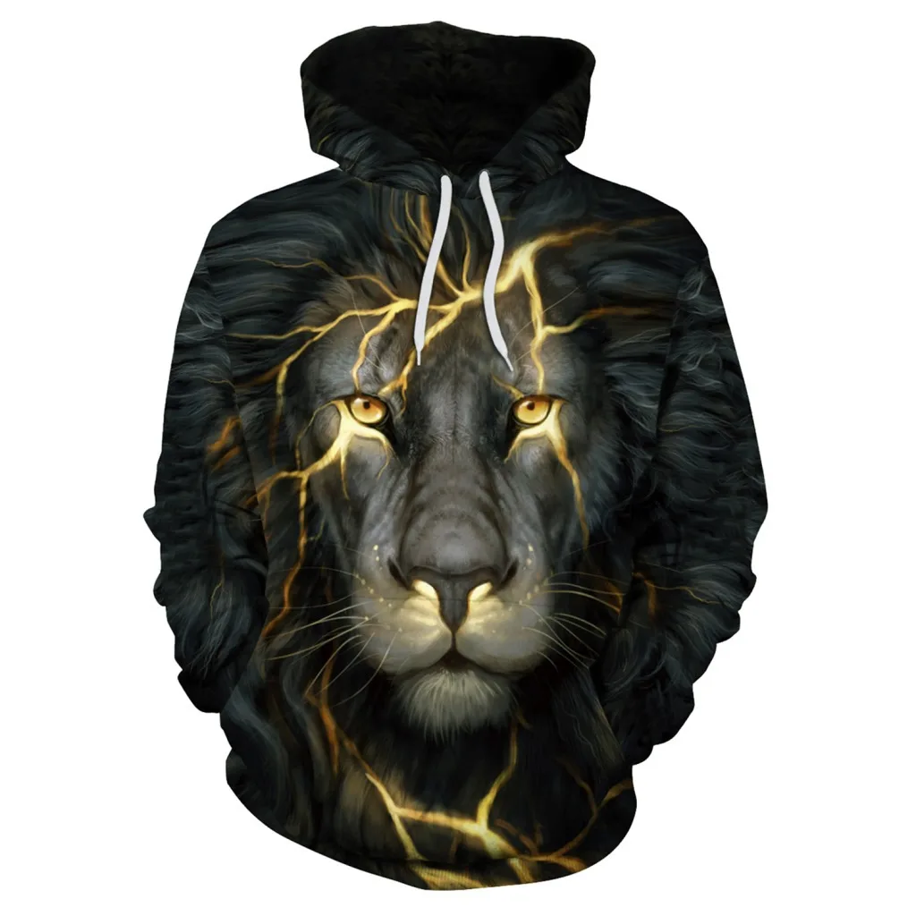 

Women Hoodie Black Lion 3D Print Hoodies with Hat Women Pullover Loose Sweatshirt Sudaderas Mujer Couple Moletom Clothes