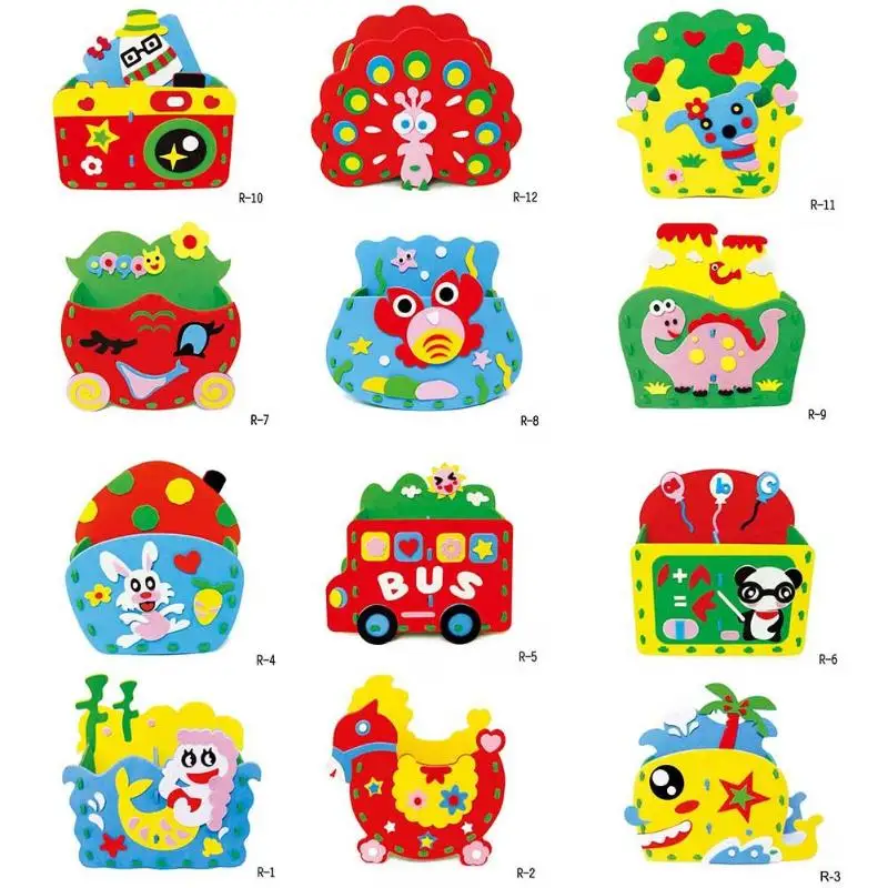 

Colorful Handmade Eva Pen Holder Kids Stickers Toys DIY Art Craft Container Toy Early Educational Toys for Children Kids Gift