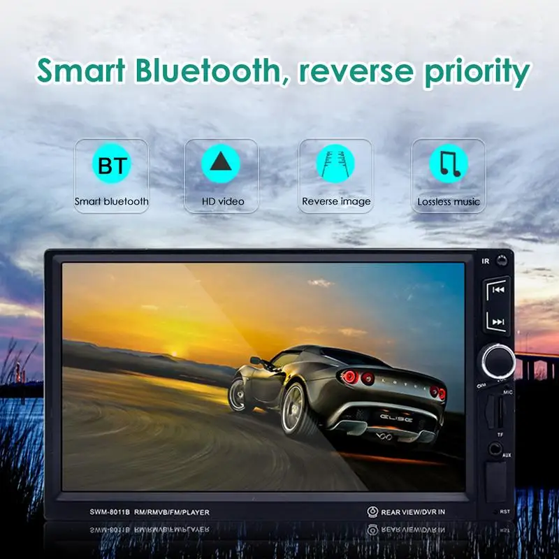 

7 Inch Double Ingot MP5 Bluetooth Handsfree Car Audio Video Player Card Insert Radio 8011B