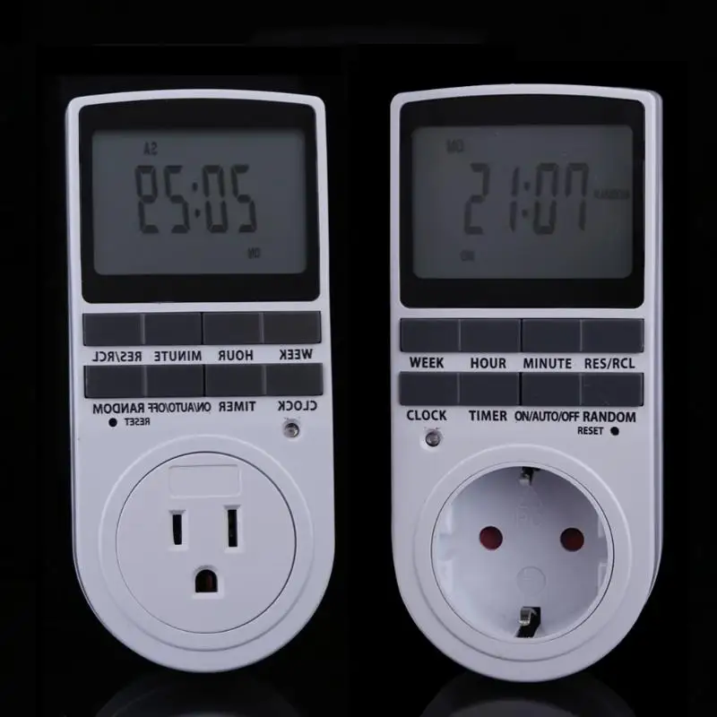 

Portable Plug in Digital Timer 24h 7day Week Timer LCD Display Timing for Indoor Appliance Lights/TV/PC/Fans/Kitchen US/EU Plug