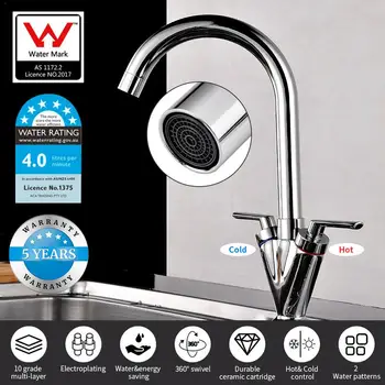 

Saturn Twin Handle Swivel Spout Modern Chrome Kitchen Sink Basin Mixer Tap