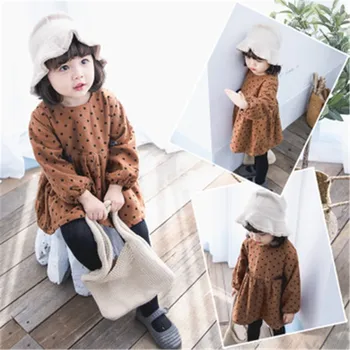 

Infant Dress Dot Print Plus Velvet Princess Dress Girl Party Dress Autumn Winter Warm Kids Dresses For Girls Toddler Clothing