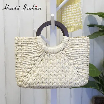 

Herald Fashion Women Tote Bag Straw Summer Beach Handbag Female Shoulder Bag Ladies' Shopping Travel Crossbody Bag Satchel Sac