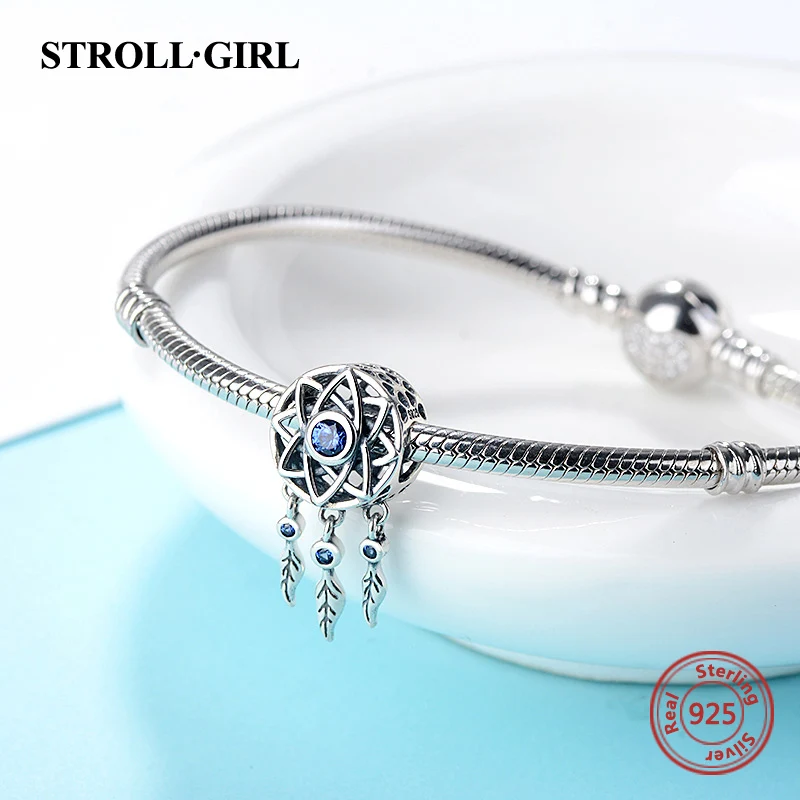 StrollGirl, серебро 925 пробы, очаровательный Ловец снов с циркониевыми бусинами, подходит для аутентичного браслета Pandora, ювелирное изделие для женщин, подарок