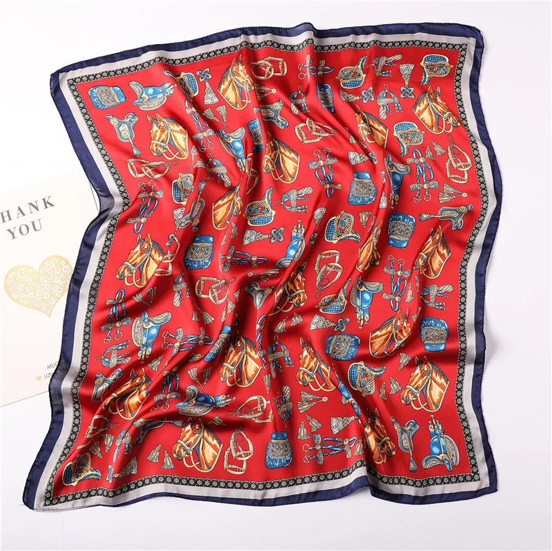 2019 New Women's Silk Scarf Square Headscarf Soft Shawls Wraps Fashion Print Small Office Scarf Hair Scarf Hijab Foulard Bandana