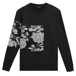 Новый мужской Повседневный пуловер с круглым вырезом и длинными рукавами, с принтом на весну и осень, Модный свитшот с цветочным принтом
