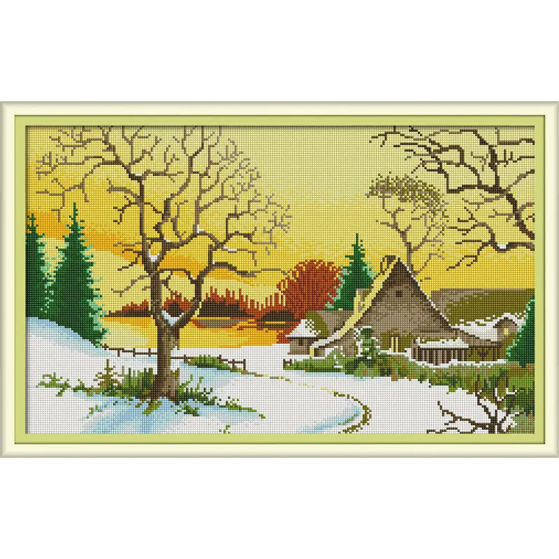 

Diamond Embroidery Full Display Diamond Mosaic Diamond Painting First Snow Counted Cross Stitch Scenery Home Decor For Babyroom