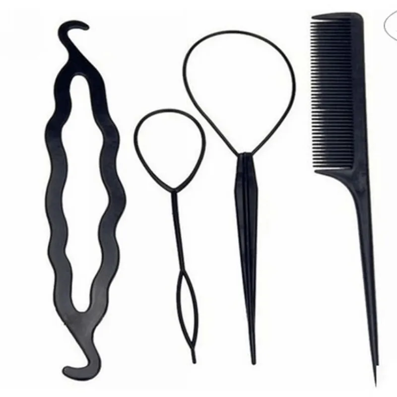New Arrival 4pcs/set Magic Hair Braiding Twist Curler Set Hairpin Holding Braiders Pull Hair Ponytail DIY Tool Styling Tool Kit