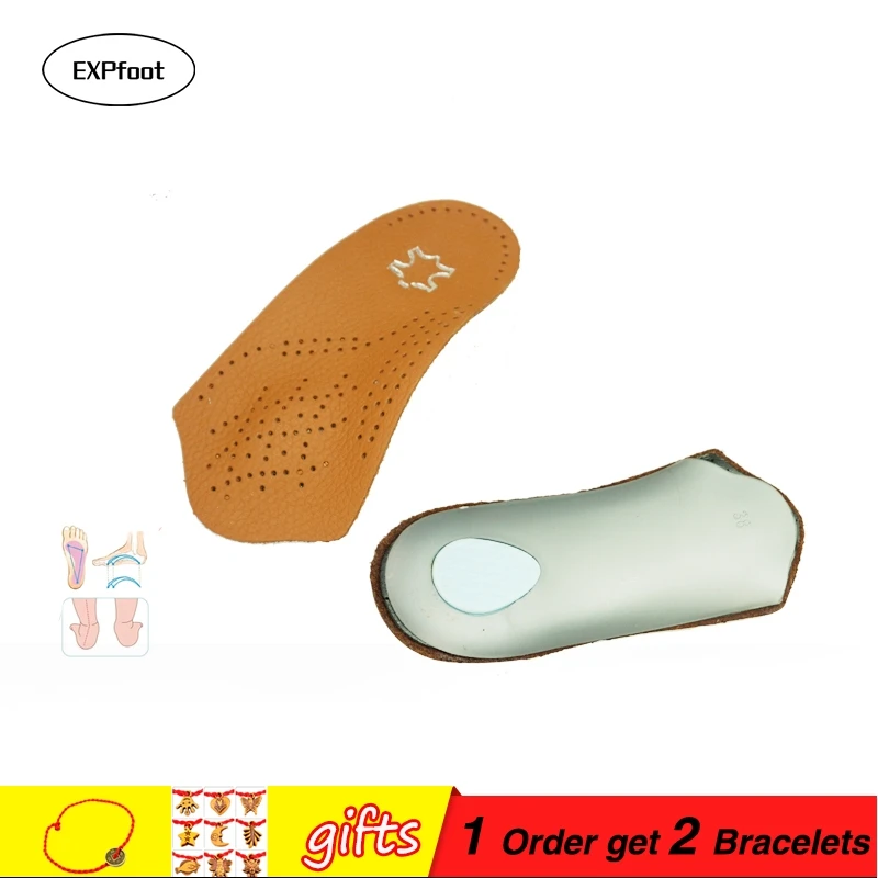 Half arch support insoles orthopedic for flat feet correct 3/4 length