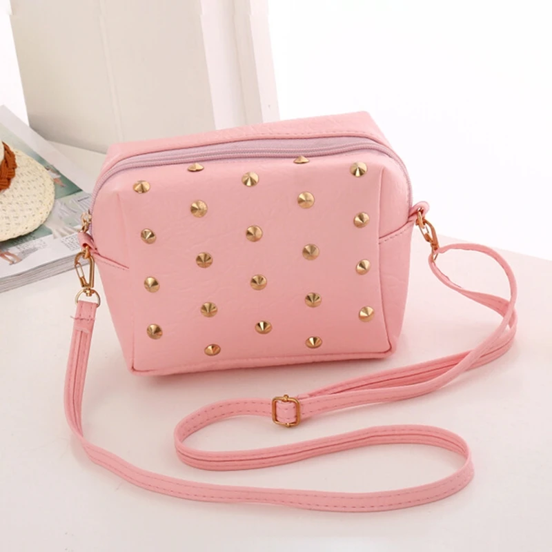 

Korean Fashion Trend Bag Single Shoulder Diagonal Bag Lychee Rivet Mobile Phone Bag Wallet