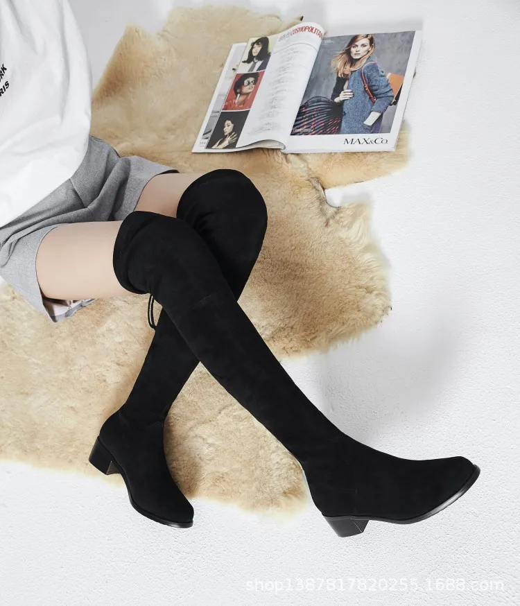 

Overknee Coarse Woman Autumn Thin Elastic High Single Women Winter Boots