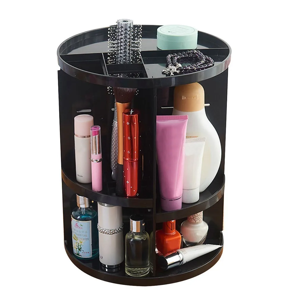 

360 Degree Rotating Cosmetic Display Spinning Rack Box Makeup Organizer Space Saving Home Storage Organization New Style