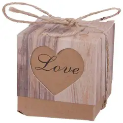 50 шт подарочные коробки для конфет коробка Бонбоньерка в деревенском стиле крафтовые бумажные коричневые 19,68 дюймов