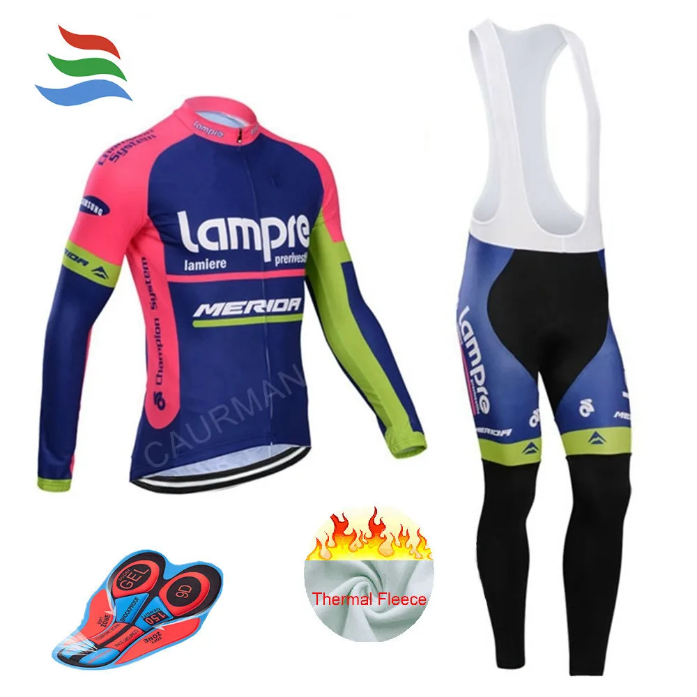 

2016 Pro Team Men Lampre Long Winter Cycling Jersey MTB Ropa Ciclismo Thermal Fleece Bike Women Bicycle Maillot Bib Pant