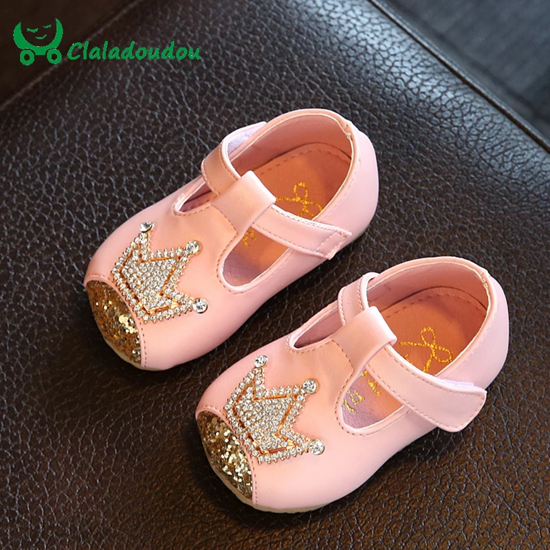 Claladoudu/Обувь для маленьких девочек; обувь для новорожденных с кристаллами; обувь для детей; обувь принцессы для девочек; мягкая обувь для первых прогулок; стелька; 10,5-15 см