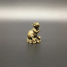 Китайские медные резные зодиак животных благословение мыши приносят монета богатства деньги изысканные маленькие статуи