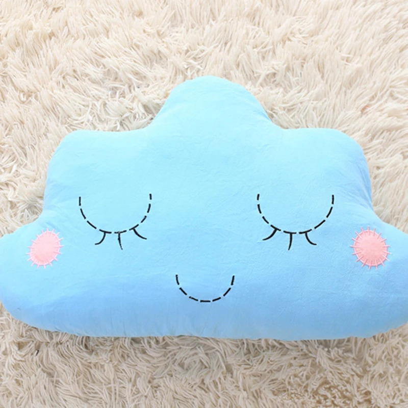 50 см милый мультфильм Kawaii облако смайлик розовый синий лицо мягкая плюшевая
