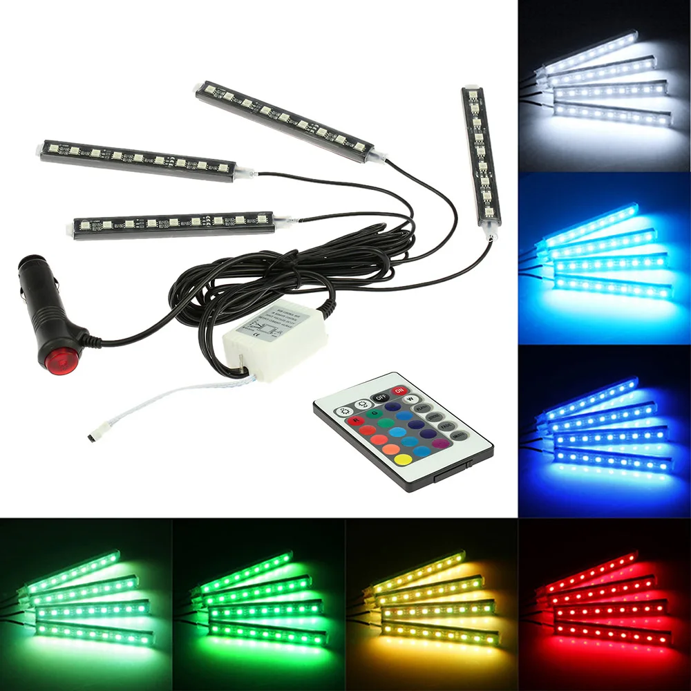 4 in 1 Wireless Remote Control Interior Atmosphere Light Bar Car Floor Dash LED Decoration Lamp Kit 12V | Автомобили и мотоциклы