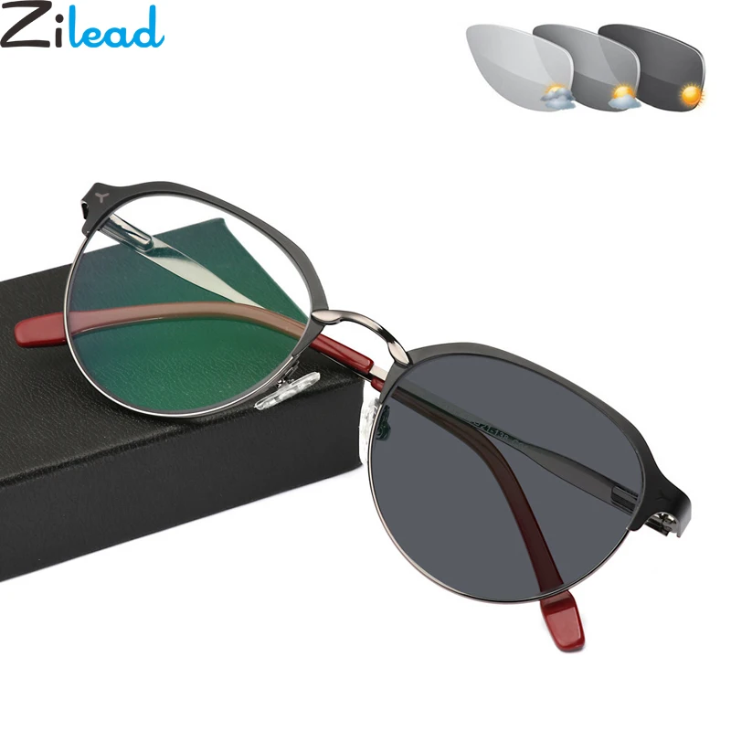 

Zilead Retro Metal Photochromic Progressive Reading Glasses Sunglasses Men Driving Discoloration Presbyopic Eyeglasses Unisex
