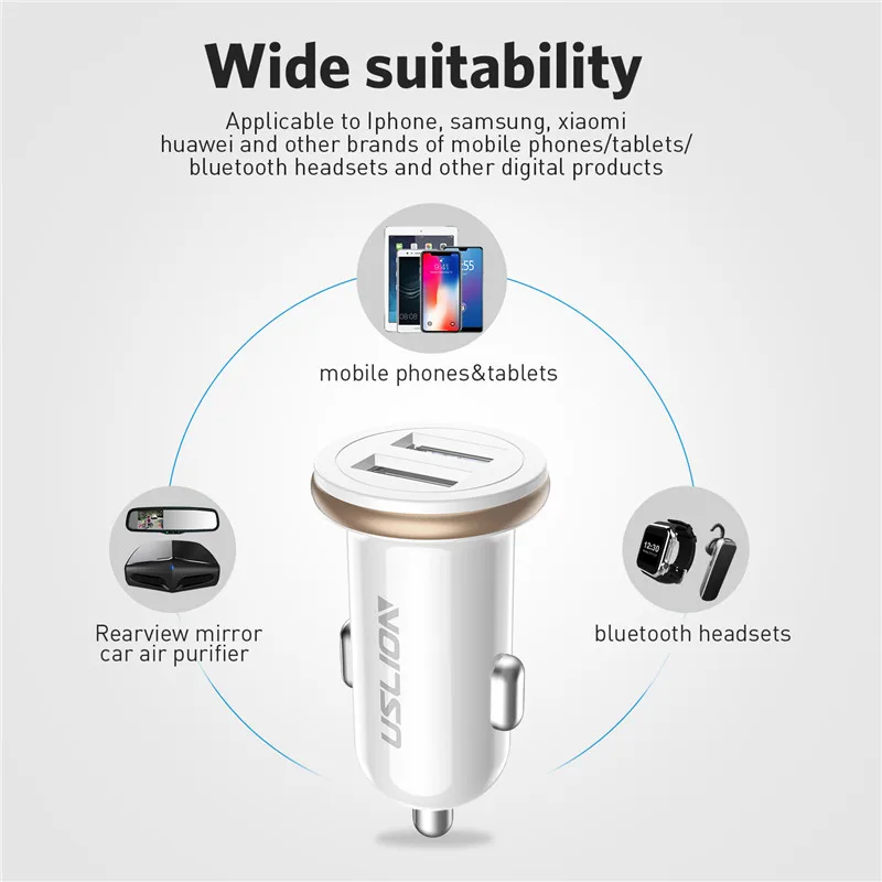 USLION ماكس 2.1A المزدوج USB سيارة مهايئ شاحن العالمي سريع شحن السيارات شاحن للهاتف الذكي اللوحي سيارة الهاتف المحمول شاحن