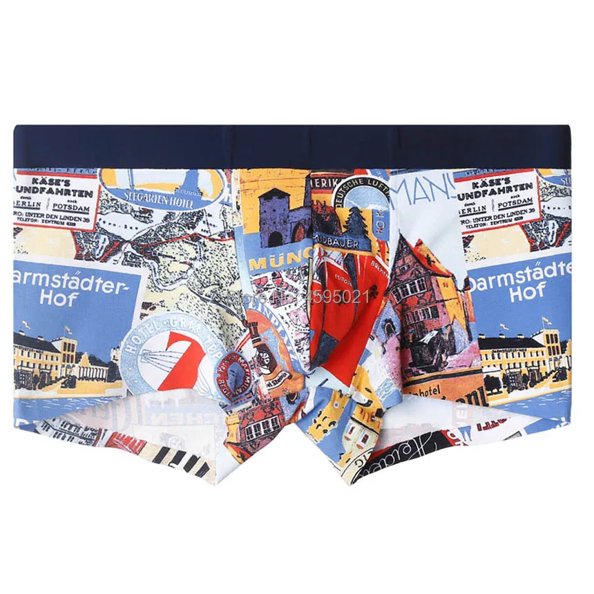 

Men Waistband Boxer Pattern Cotton Underwear Stretchy Seamless Free Shorts Pouch Trunks Pants