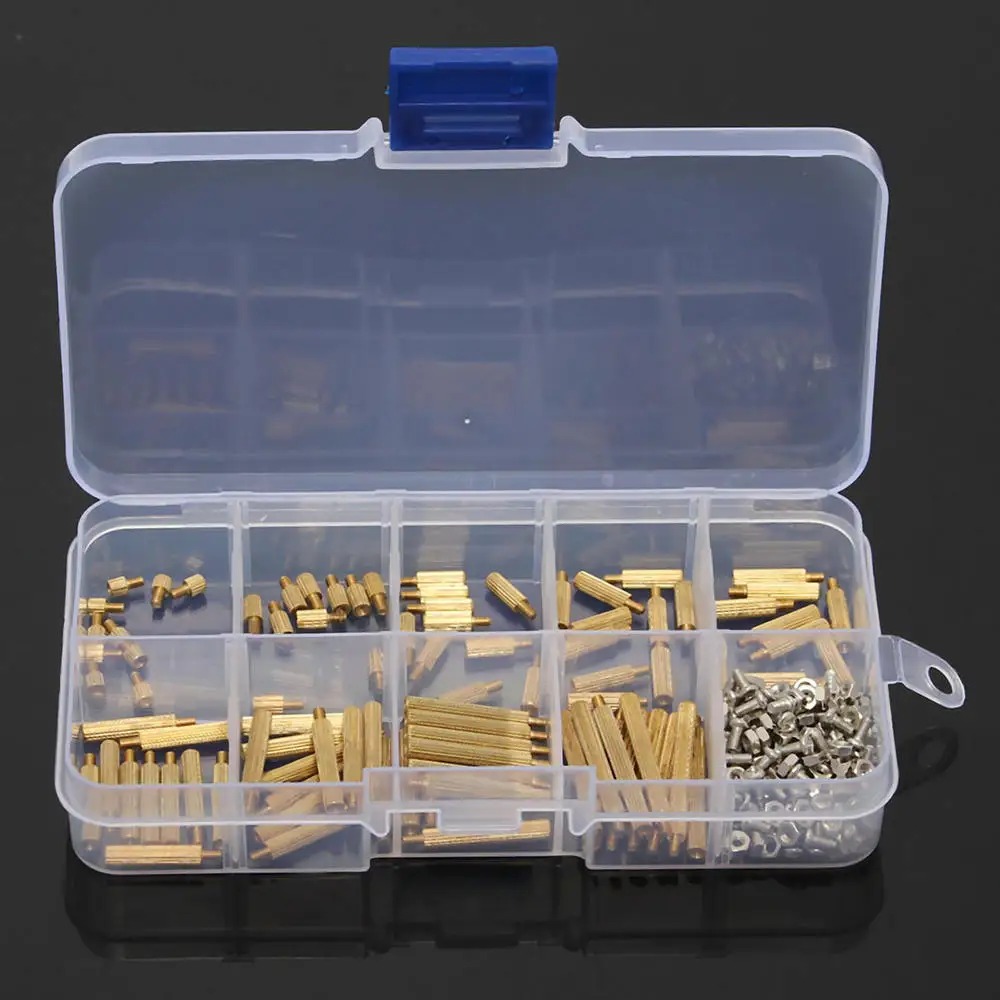 

270 PCS M2 Brass Copper Pillar Stand Off Hex Column Spacer Screw Nut Fastener For machine automobile