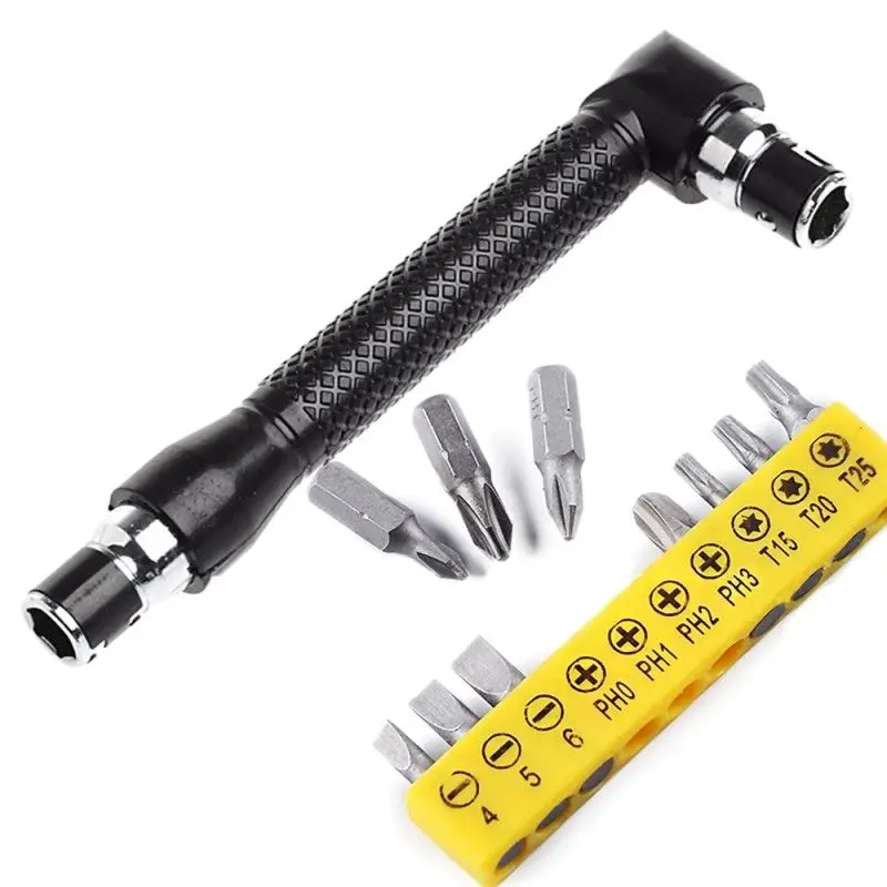 

Mini Right Angled Double-head L-type Socket Wrench + 10 Size Screwdriver Bits