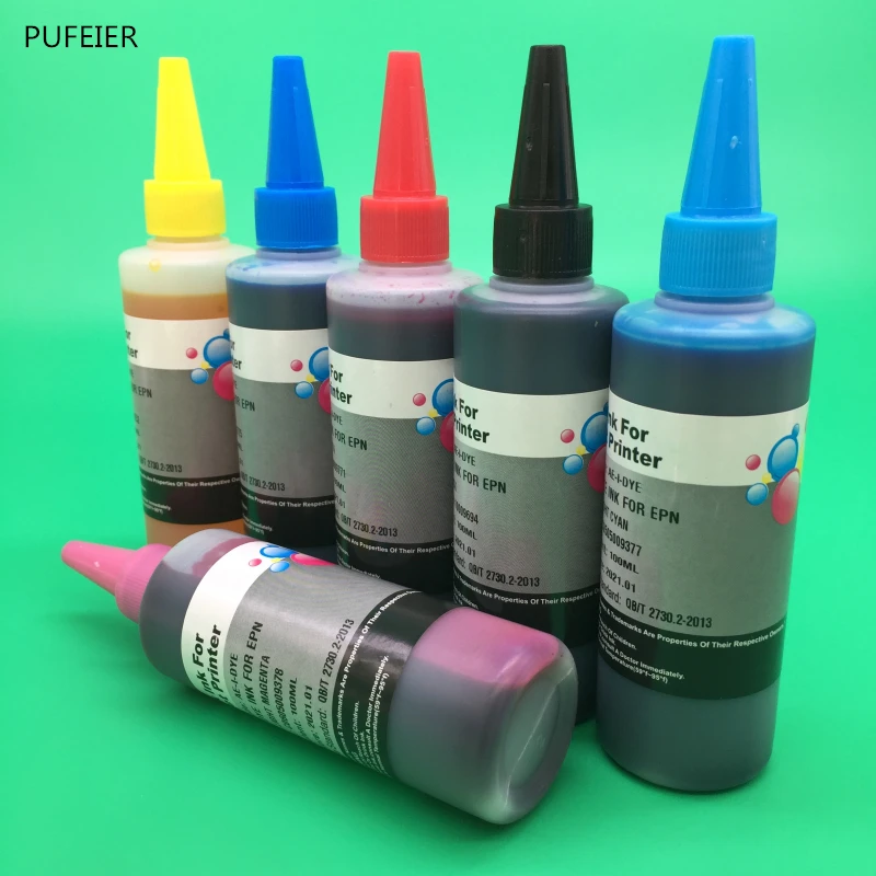 

6 Bottles T0811-T0816 Dye Based Ink For Epson Stylus photo 1410 R390 RX590 R270 RX690 RX610 RX615 R290 R295 Inkjet Printer