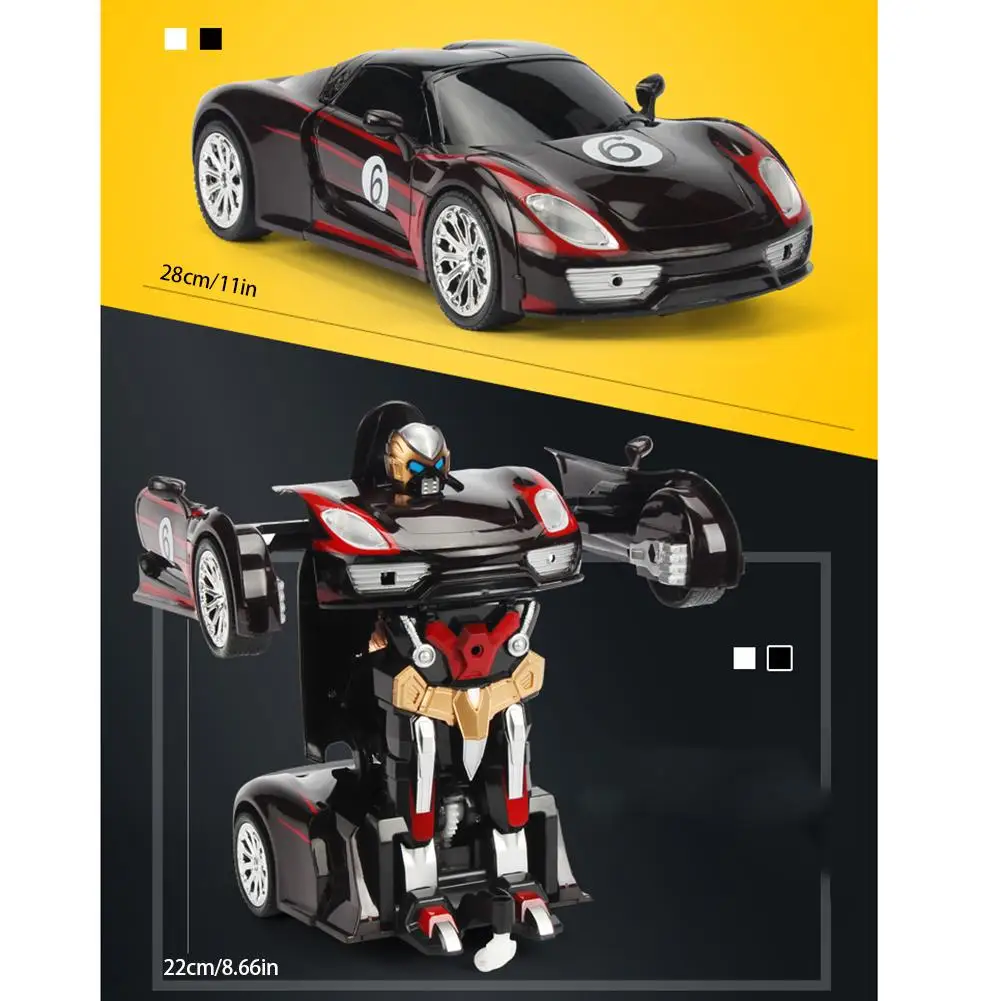 

Kid Aposs Remote Control Toy Car One-button Deformation 360 Rotating RC Robot Cars Model With LED Light Intelligent Vehicle