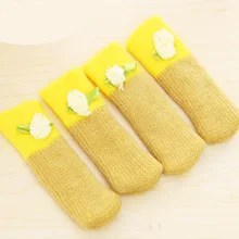 4 шт ножка для мебели шерсть вязанные чехлы стул Конфета цветной цветок колодки пол лапы протектор носки стол Крышка