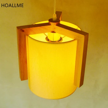 

Modern Chinese Single One Head Hanging Lamp Led Pendent Light Wood Cloth Art Droplight Of Creative Restaurant Cafe Hotel Bedroom