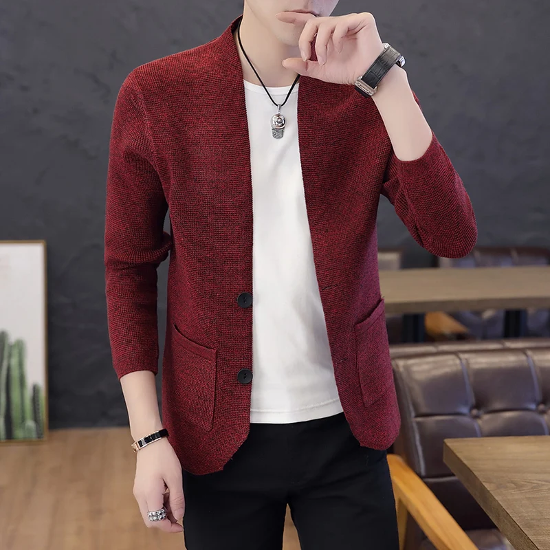 

2019 spring new Sweater dress men Male Button Cardigan Loose Coat Teenagers Thin Section Knitting Shirt Clothes Promotion