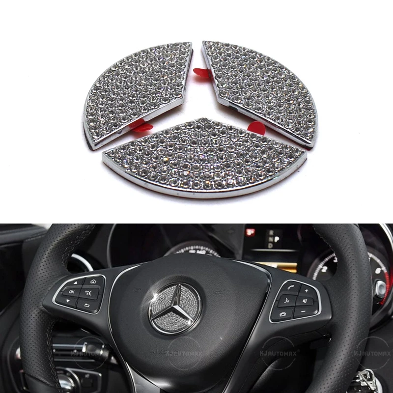 Кристальная твердая основа KJAUTOMAX для рулевого колеса Mercedes яркий логотип алмазная