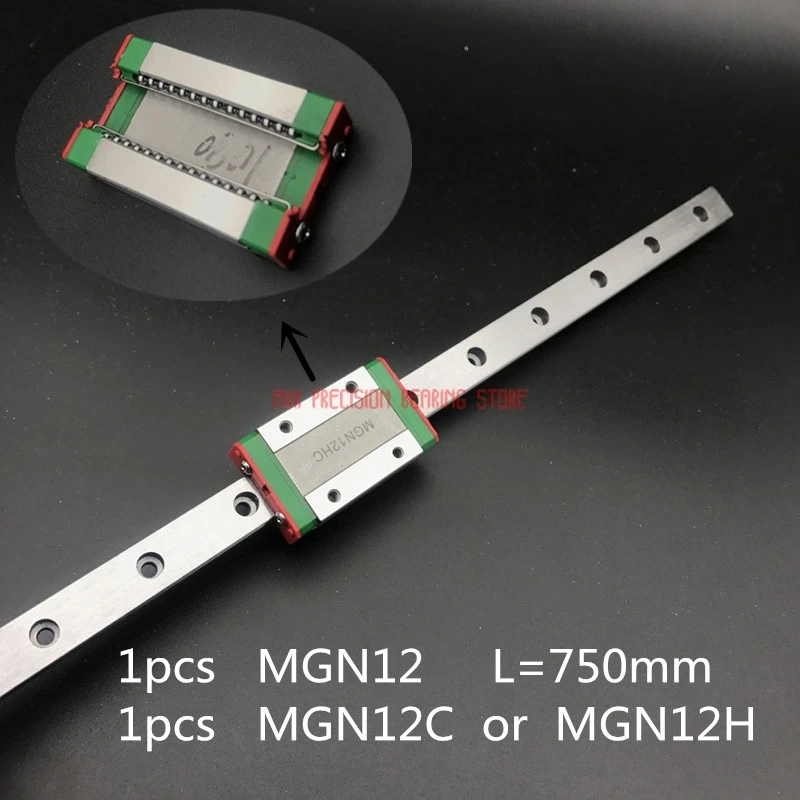 Линейная направляющая AXK 12 мм рельсовая Mgn12 L = 2021 + длинная каретка Mgn12c или Mgn12h для