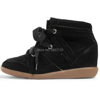 

Femme Bottes Women Sneaker Boots Height Increasing Ankle Boots Round Toe Wedges Boots Lace Up Casual Shoes Snow Boots Women