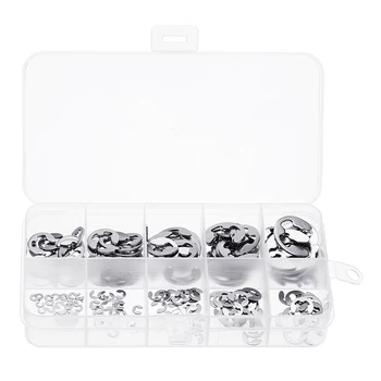

120Pcs Stainless Steel E-Clip External Retaining Snap Ring 1.5-10mm Assortment Set For Retension of Bearing Gear Pulley