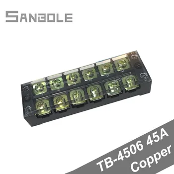 

45A 6 Position Copper TB-4506 Fixed Type Connection Terminal blocks Connect Plug-in Board Dual Row screws clamp