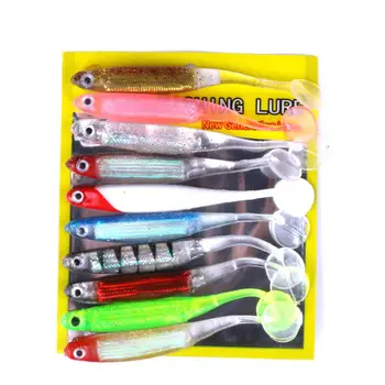 

Mounchain 10pcs/Set Multicolor Fishing lures T Tail Soft Bait Fishing Gear Supplies 11cm Length