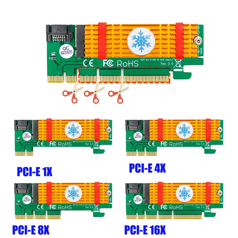 Блок питания NGFF M.2 B key SATA Bus SSD к адаптеру SATA3.0 от PCIe Slot для SSD|Платы расширения| |